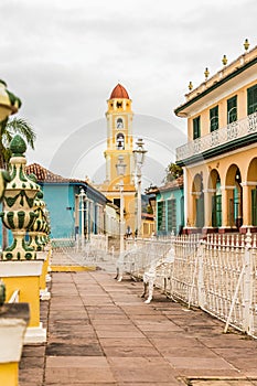 A typical view of plaza Major in trinidad in Cuba.