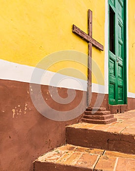 A typical view of plaza Major in trinidad in Cuba.