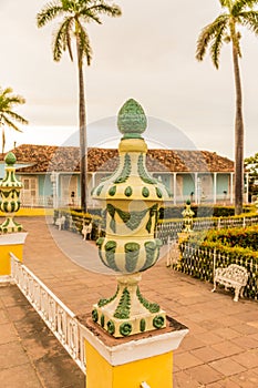 A typical view of plaza Major in trinidad in Cuba.