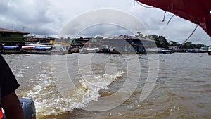 Typical village along the Amazon River in the Amazonia Rain Forest South America