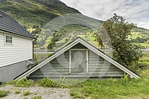 Typical village house garage/store Olden Norway