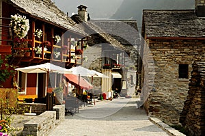 Typical village in the Swiss Alps