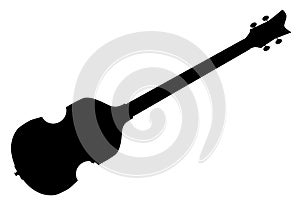 Violin Style Bass Guitar Silhouette On White