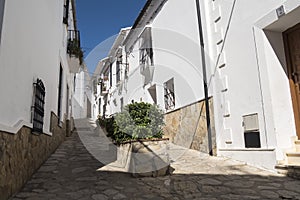 Typical white Andalusian village street in Benaocaz, Cadiz provi photo
