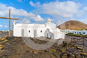 Typical white church in Tinajo village