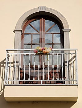 Typical window with balcony in Tavira, Algarve - Portugal