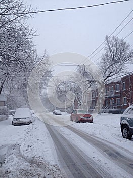 Typical winter street in Montreal