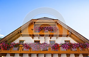 Typical wooden balcony in Sudtirol