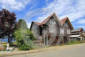 Typical wooden house on Chiloe Island, Chile