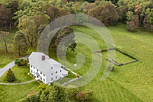 typical wooden small farm house in victorian style in Bennington