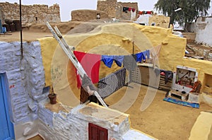 Typical yard of a house in Jaisalmer fort, India