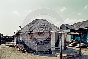 Typically Built Old Stone House, in Poor Condition, Metal Roof. Shillong