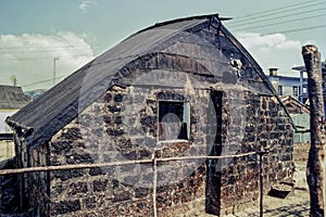 Typically Built Old Stone House, in Poor Condition, Metal Roof. Shillong