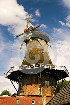 Typically East Frisian windmill in Upgant-Schott