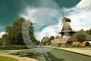 Typically East Frisian windmill in Upgant-Schott