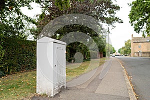 Typically styled telecoms and Internet street cabinet used for voice, cable TV and Broadband Internet services