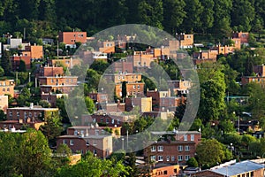 Typified red brick family Bata houses in Zlin, Moravia, Czech Republic