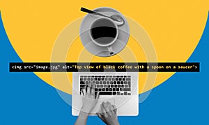 Typing alt text for SEO optimization using HTML format coding