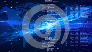 Typing code cyber security hacking, Internet network digital technology, Futuristic computer engineer programmer AI chatbot