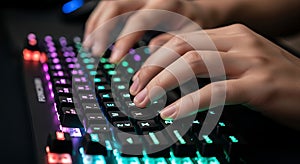 Gamer's Hands on RGB Keyboard