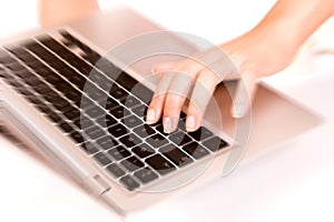 Typing on laptop keyboard