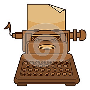 Typing machine and paper isolated icon, novel writing