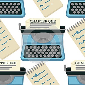 Typing machine seamless pattern chapter one novel writing