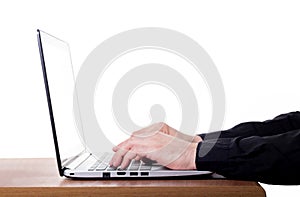 Typing on modern laptop