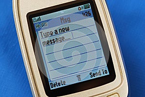 Typing a new SMS message in a cellular phone