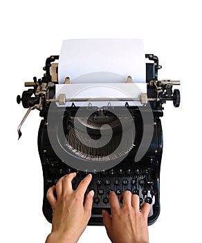 Typing on old typewriter