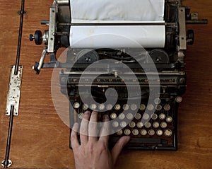 Typing on an old typewriter