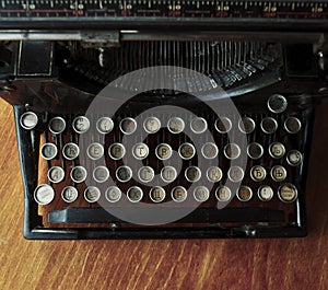 Typing on an old typewriter