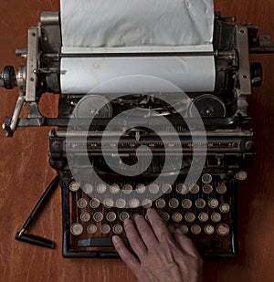 Typing on an old typewriter