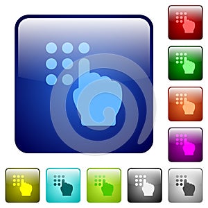 Typing security code color square buttons
