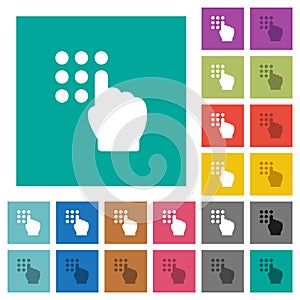 Typing security code square flat multi colored icons