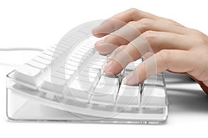 Typing on a White Computer Keyboard