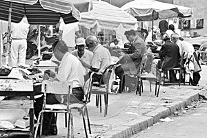 Typists at work in Rabat, Morocco