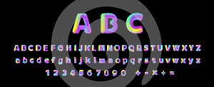 Typo A-Z 3D Neon fonts, modern alphabet letters and numbers