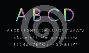 Typo A-Z 3D Neon fonts, modern alphabet letters and numbers photo