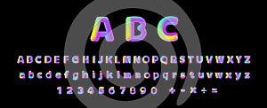 Typo A-Z 3D Neon fonts, modern alphabet letters and numbers photo