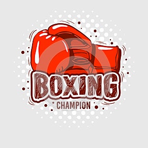 Typographic Boxing Tee Print design With Gloves for t shirt printing Vector Graphic