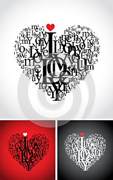 Typographic composition in a heart shape