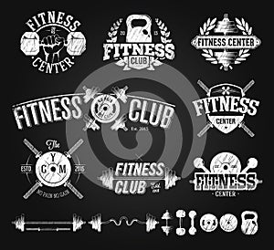 Typographic Fitness Emblems chalk drawing