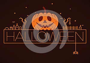 Typographic Halloween Linear Vector Illustration