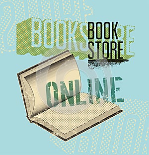 Typographic poster in grunge style for a online bookstore. Vector illustration.