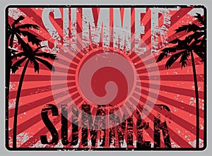Typographic Summer Time grunge retro poster design. Vector illustration.