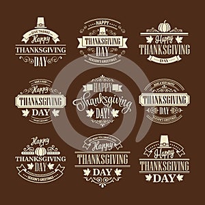 Typographic Thanksgiving Design Set. Vector