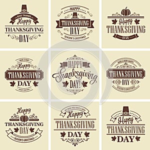 Typographic Thanksgiving Design Set. Vector