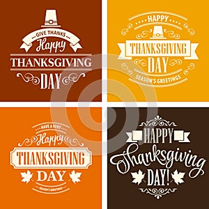 Typographic Thanksgiving Design Set. Vector
