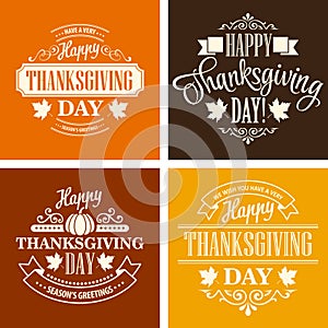 Typographic Thanksgiving Design Set. Vector
